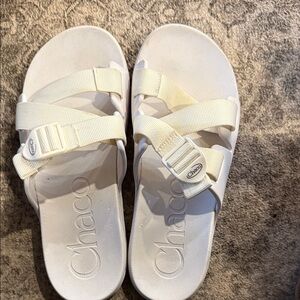 Chaco White Slide Sandals with Adjustable Straps